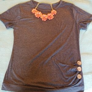 Grey Shirt with Button Accents